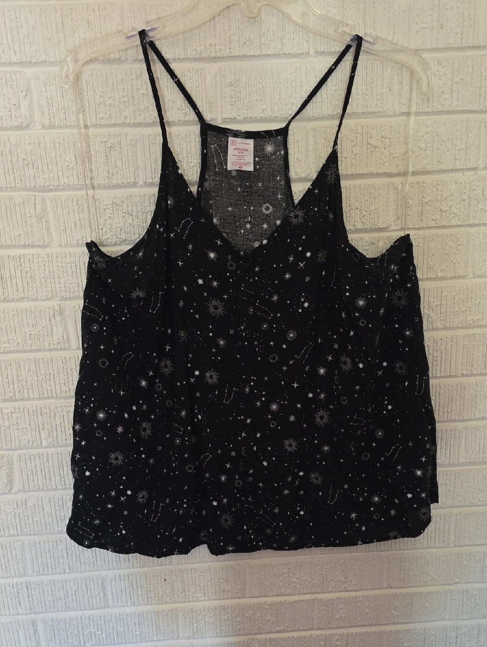 No Boundaries Black Celestial Print Spaghetti Strap Tank